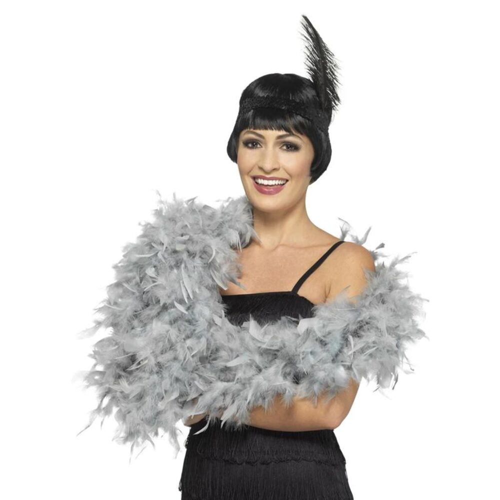 Smiffys Deluxe Feather Boa / Silver